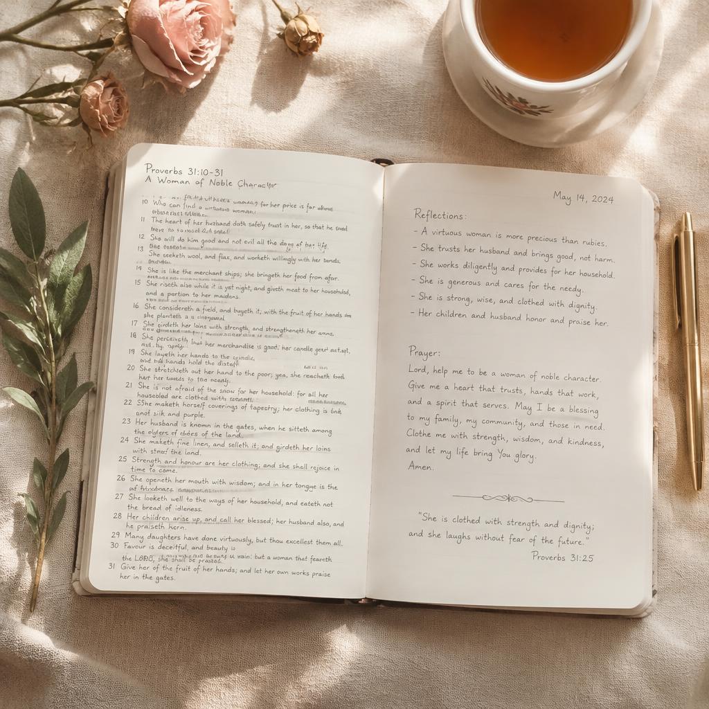 Preview of a reflection journal with Scripture and prayer
